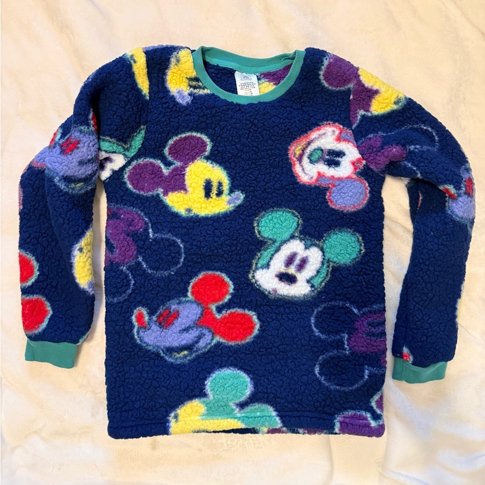 Disney Parks Mickey Mouse Fleece Sherpa Kids XL Sweater Colorful women’s XS
